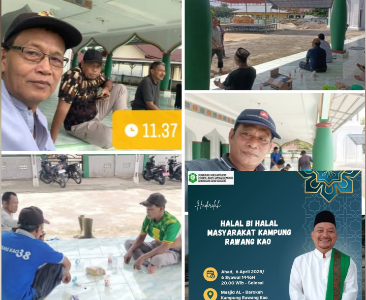 Perangkat Kampung Dan Pengurus Masjid Giat Gotong Royong Dalam Rangka Halal Bihalal Hari Raya Idul Fitri 1446 H