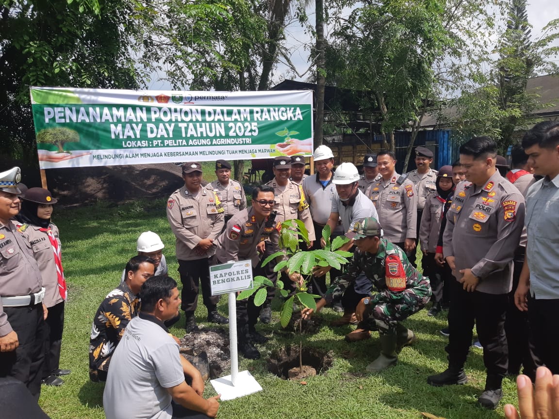 Kapolres Bengkalis Laksanakan Syukuran Dan Penanaman Pohon Di Hari Buruh(May Day)Tahun 2025