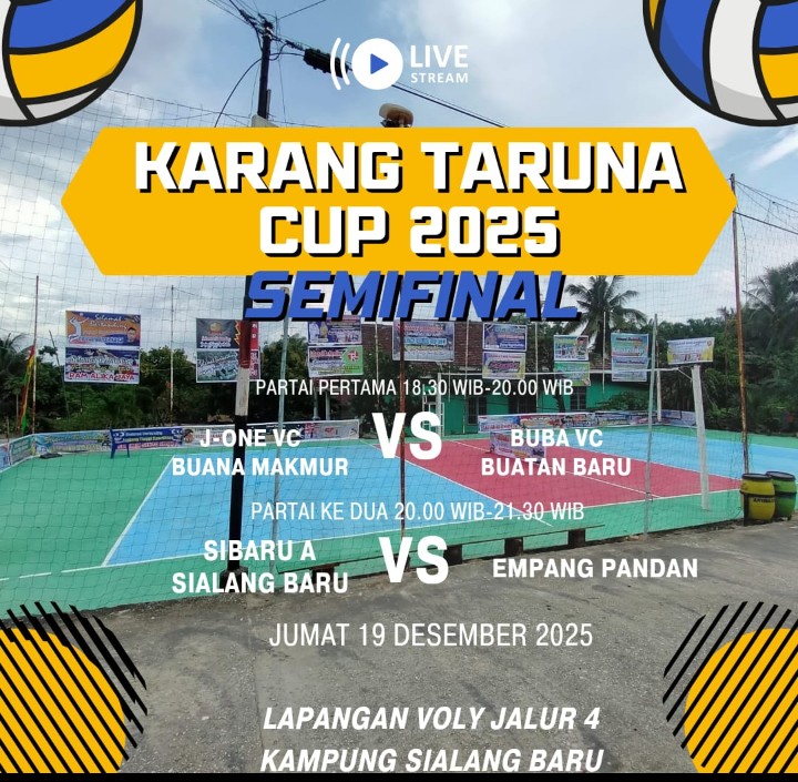 Ramaikan Semifinal Turnamen Bola Voli Putra Karang Taruna Cup 2025