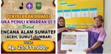 Pramuka Peduli Kwarran 05 Dayun Salurkan Donasi Rp25.411.000 untuk Korban Bencana Aceh, Sumut, dan Sumbar