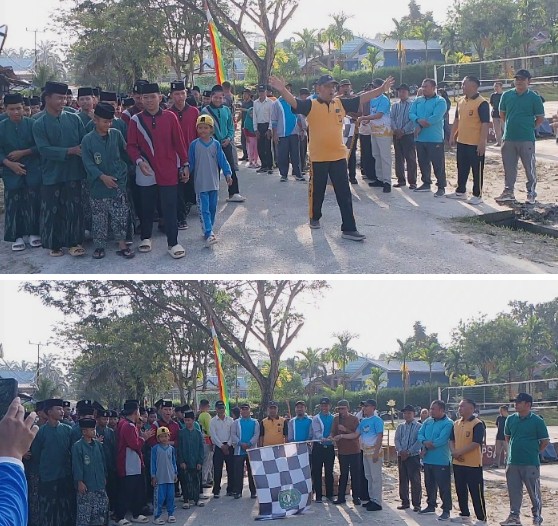 Bhabinkamtibmas Kampung Rawang Kao Barat (RKB) Amankan Gerak Jalan Santai HUT ke-XIII