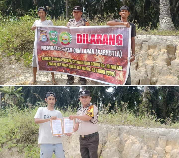 Datangi Kebun Warga, Bhabinkamtibmas Simpang Perak Jaya Edukasi Bahaya Karhutla