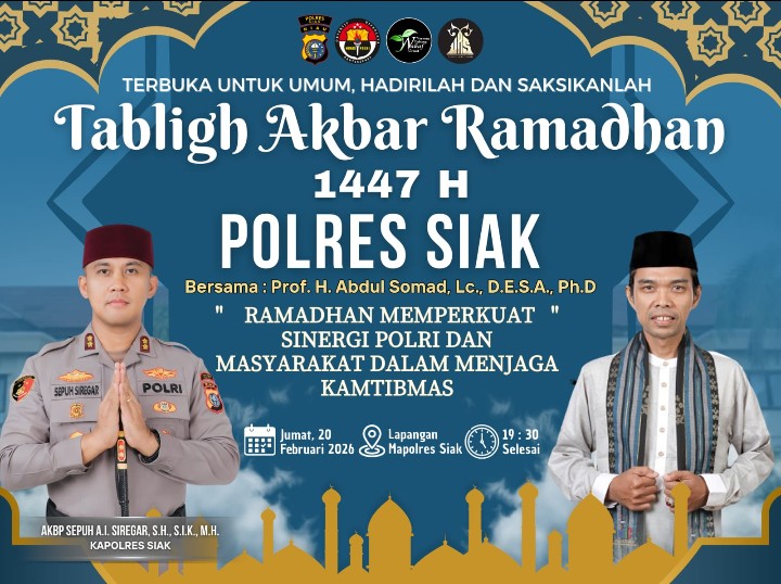 Tabligh Akbar Ramadhan 1447 H, Polres Siak Hadirkan Ustaz Abdul Somad