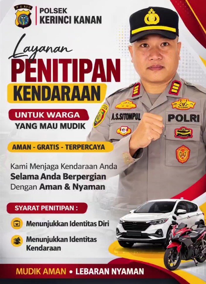 Polsek Kerinci Kanan Buka Layanan Penitipan Kendaraan Gratis untuk Warga Mudik