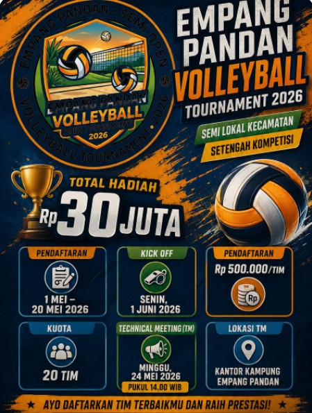 HUT ke-35 Kampung Empang Pandan, Turnamen Voli 2026 Siap Panaskan Persaingan Antar Tim Kecamatan