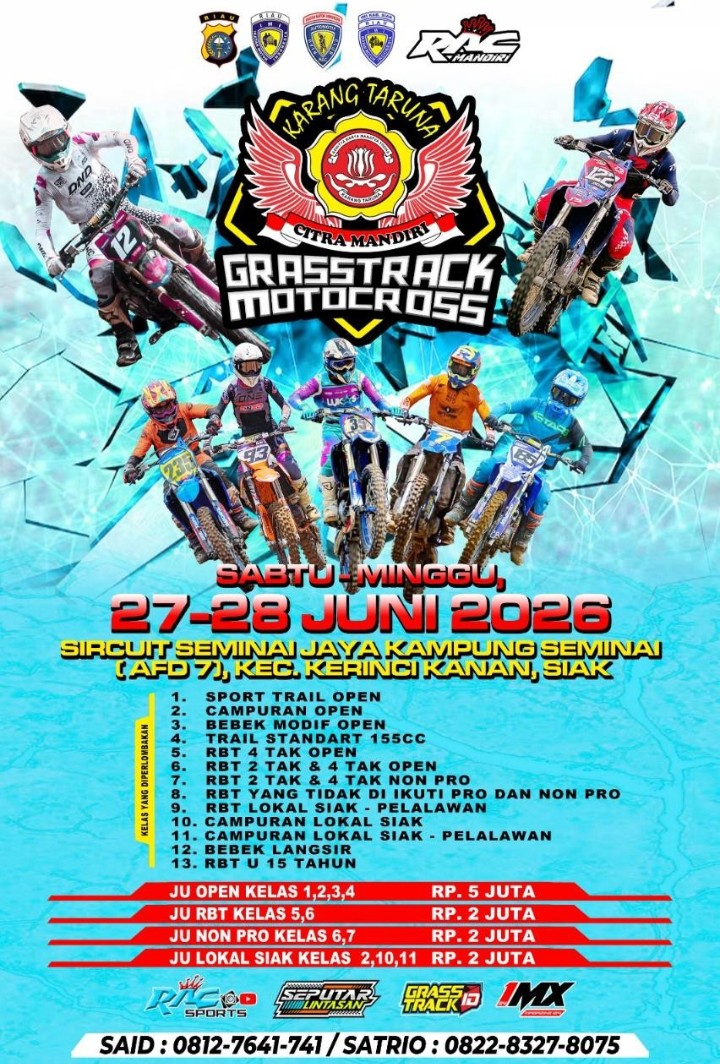 Sirkuit Seminai Jaya Jadi Arena Adu Gengsi Crosser, Grasstrack Motocross Digelar 27-28 Juni