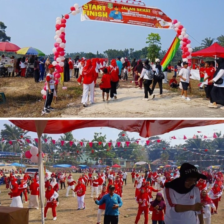 Semarak HUT ke-81 RI, Kampung Sialang Baru Gelar Jalan Santai dan Senam Bersama