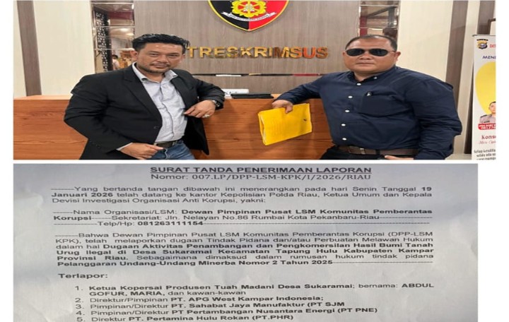 Pelapor Minta Polda Riau Tingkatkan Status Kasus Dugaan Pelanggaran Undang-Undang Minerba di Desa Sukaramai 