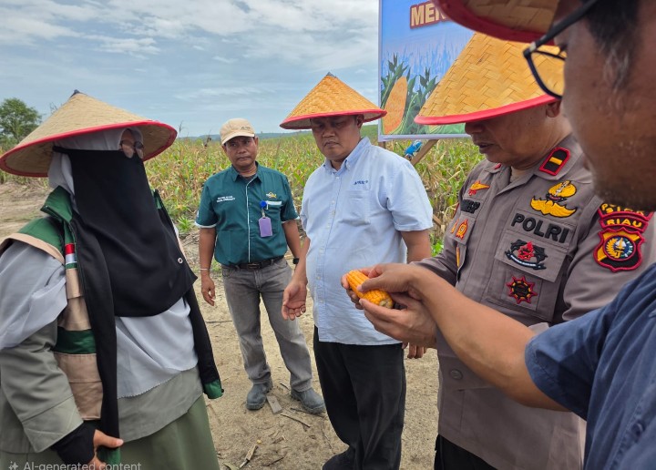 Kapolsek Sungai Mandau dan Tim Ketapang Polda Riau Gelar Diskusi Evaluasi bersama PPL Pertanian