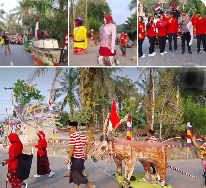 Semarak HUT ke-81 RI, Kapolsek Koto Gasib Lepas Karnaval Budaya Nusantara di Tasik Seminai